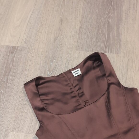 Aritzia Shiloh Brown Satin Corset Top - Picture 10 of 10